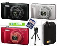 APARAT OLYMPUS VR-340 czarny, czerwony, srebrny + akcesoria